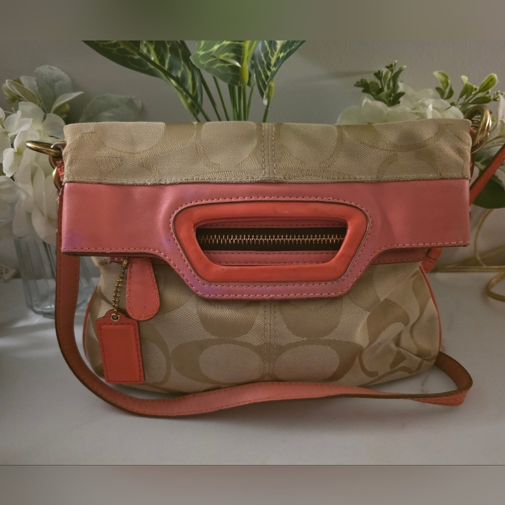 Coach Tan and Pink Crossbody Bag